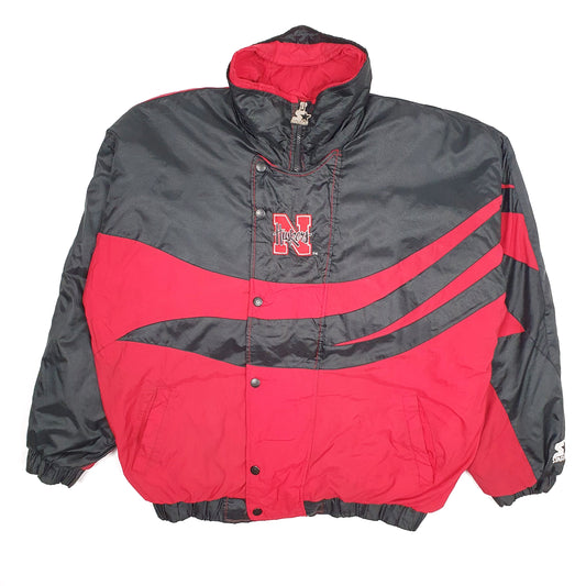 Mens Red Starter Vintage 1990s Nebraska Huskers USA College  Coat