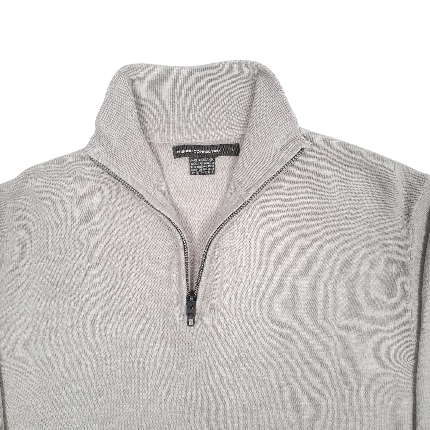 Mens Grey French Connection  Quarter Zip Jumper