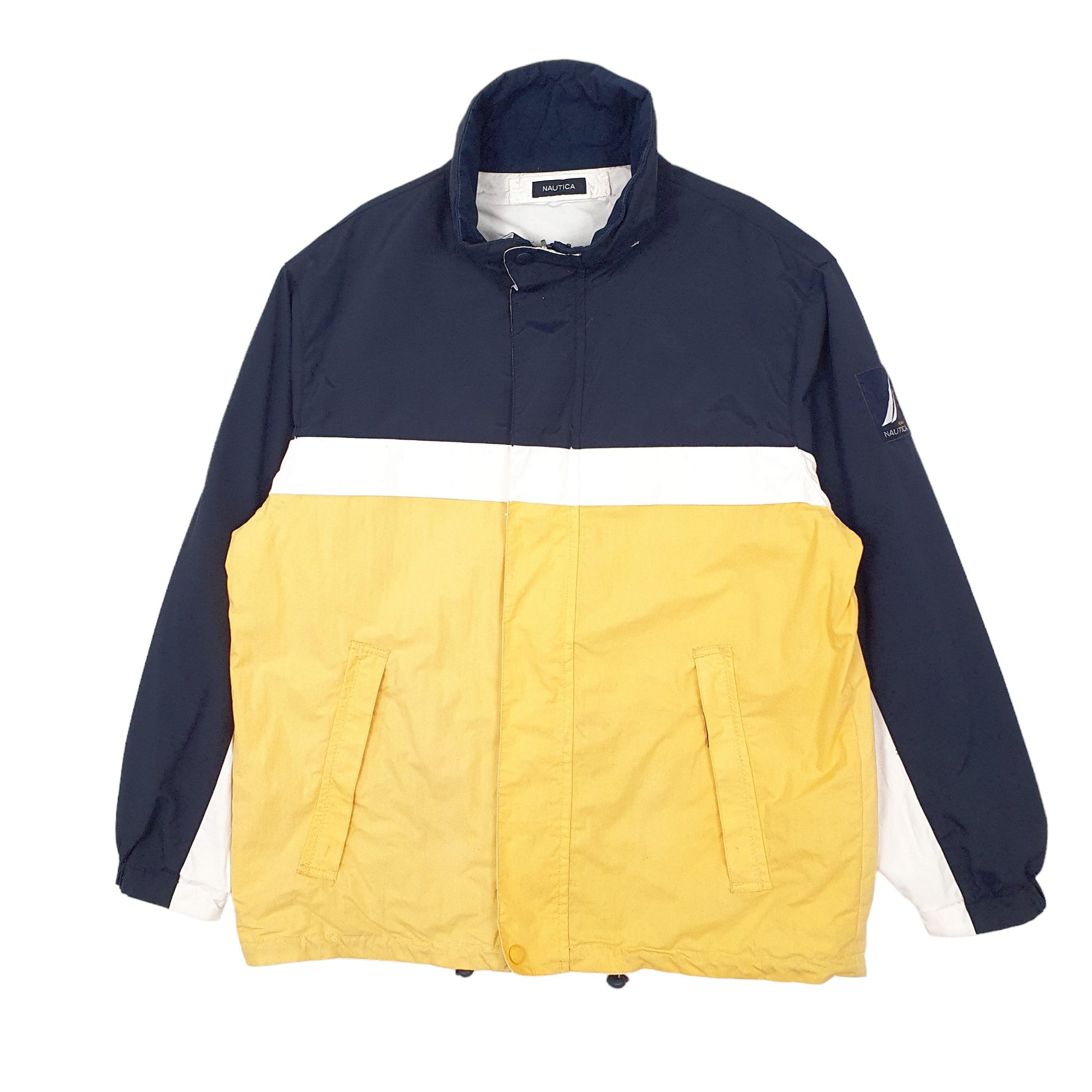 Mens Yellow Nautica Reversible Hooded Sailing  Coat