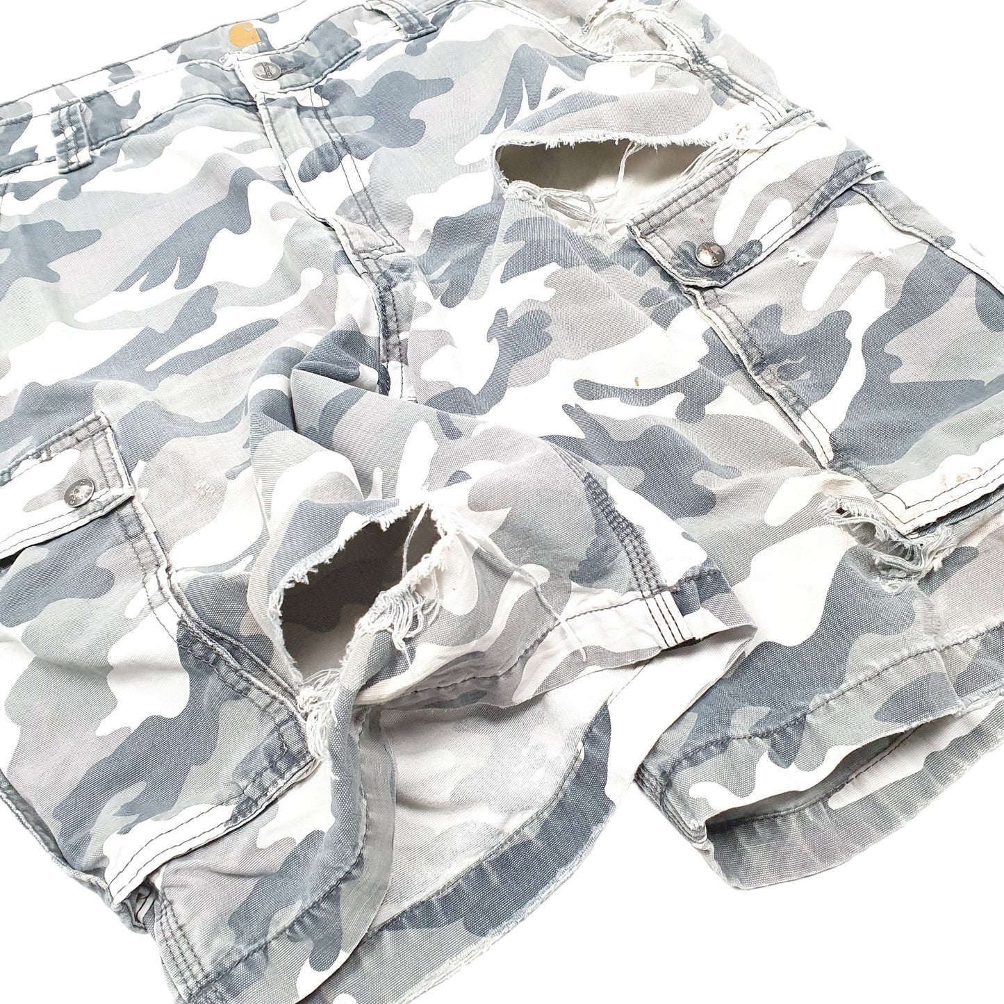 Mens Grey Carhartt Combat Camouflage Relaxed Cargo Shorts