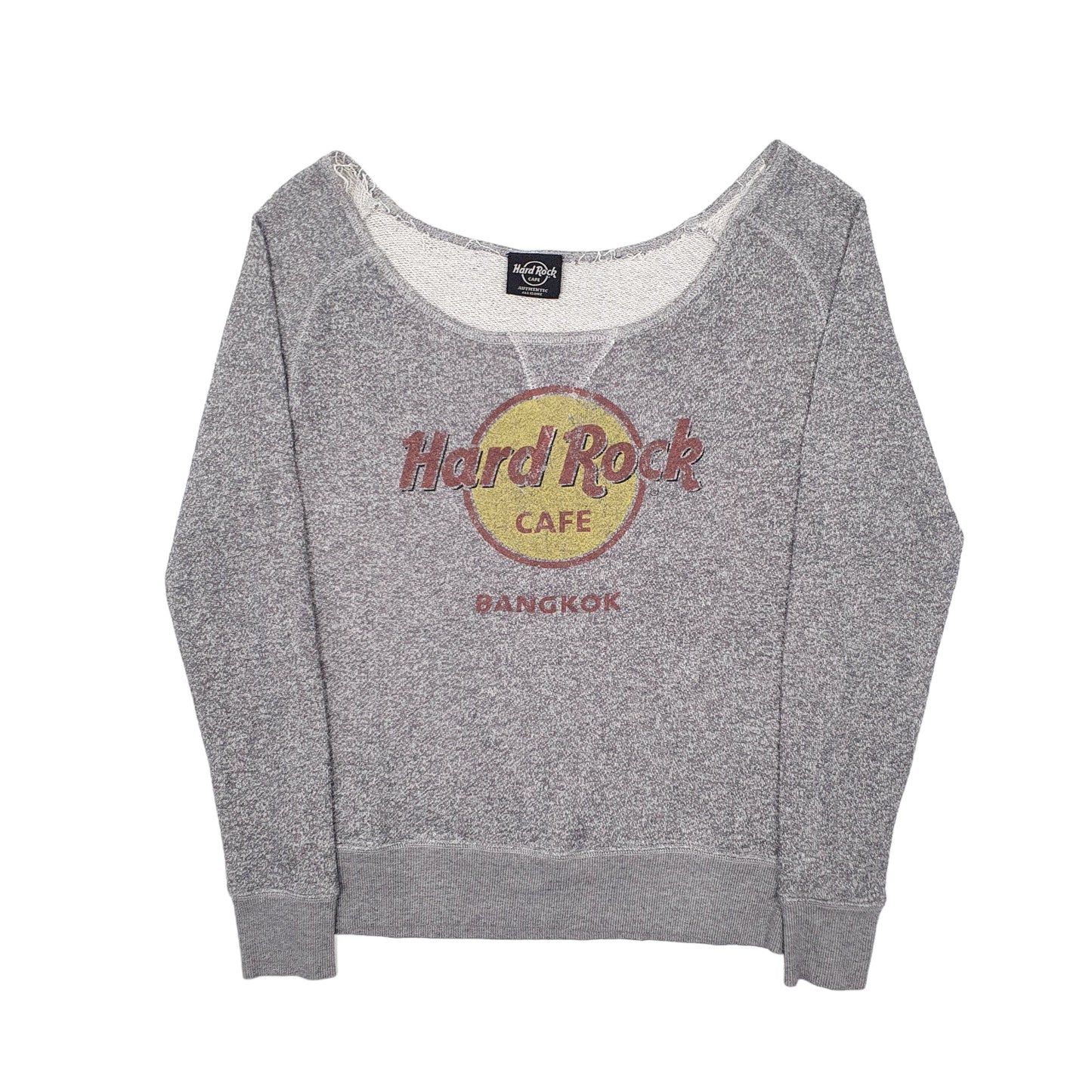 Womens Grey Hard Rock Cafe Bangkok Wide Neck Crewneck Jumper