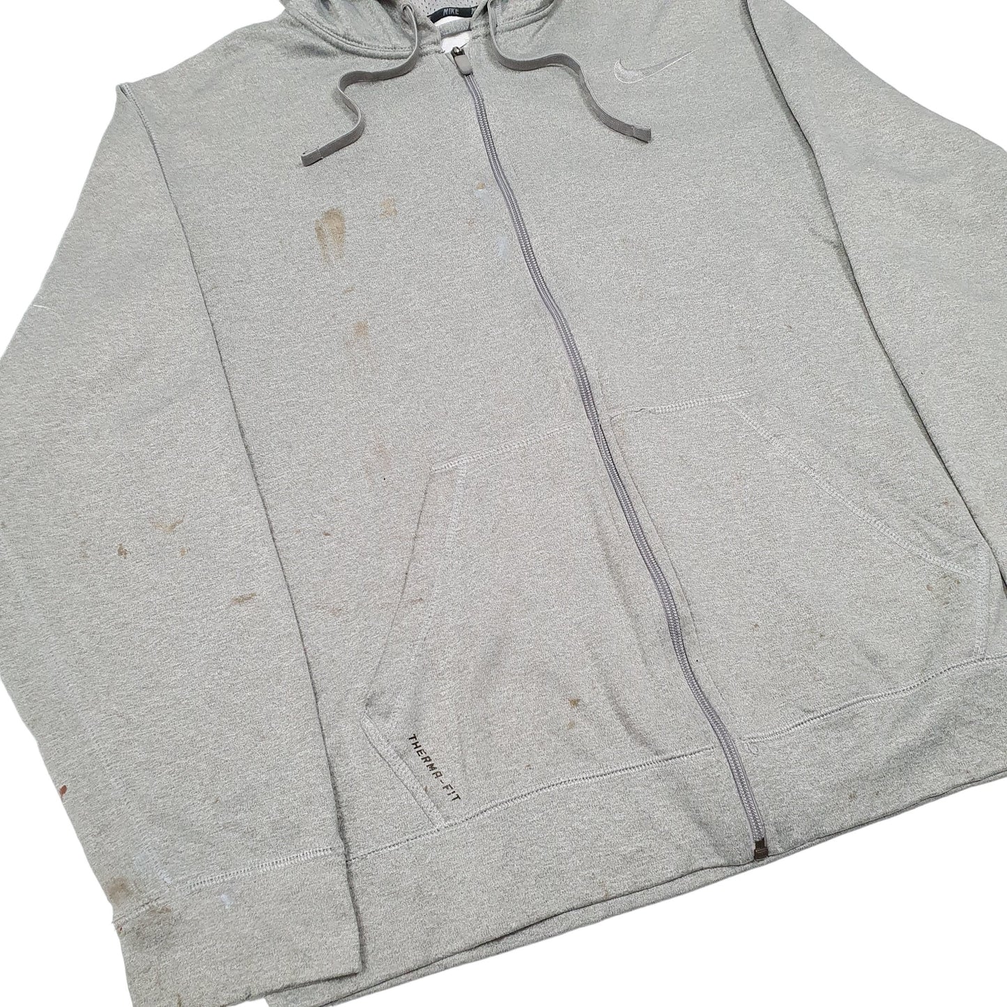 Mens Grey Nike Hoodie Active Therma Fit Gym Workout Full Zip Jumper