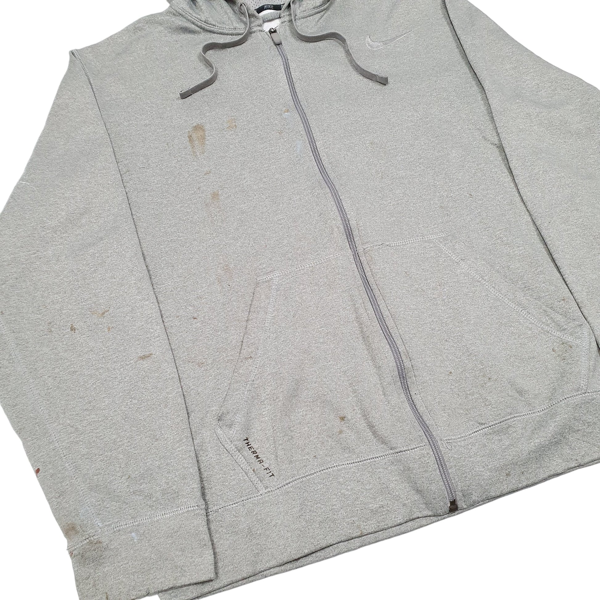 Mens Grey Nike Hoodie Active Therma Fit Gym Workout Full Zip Jumper