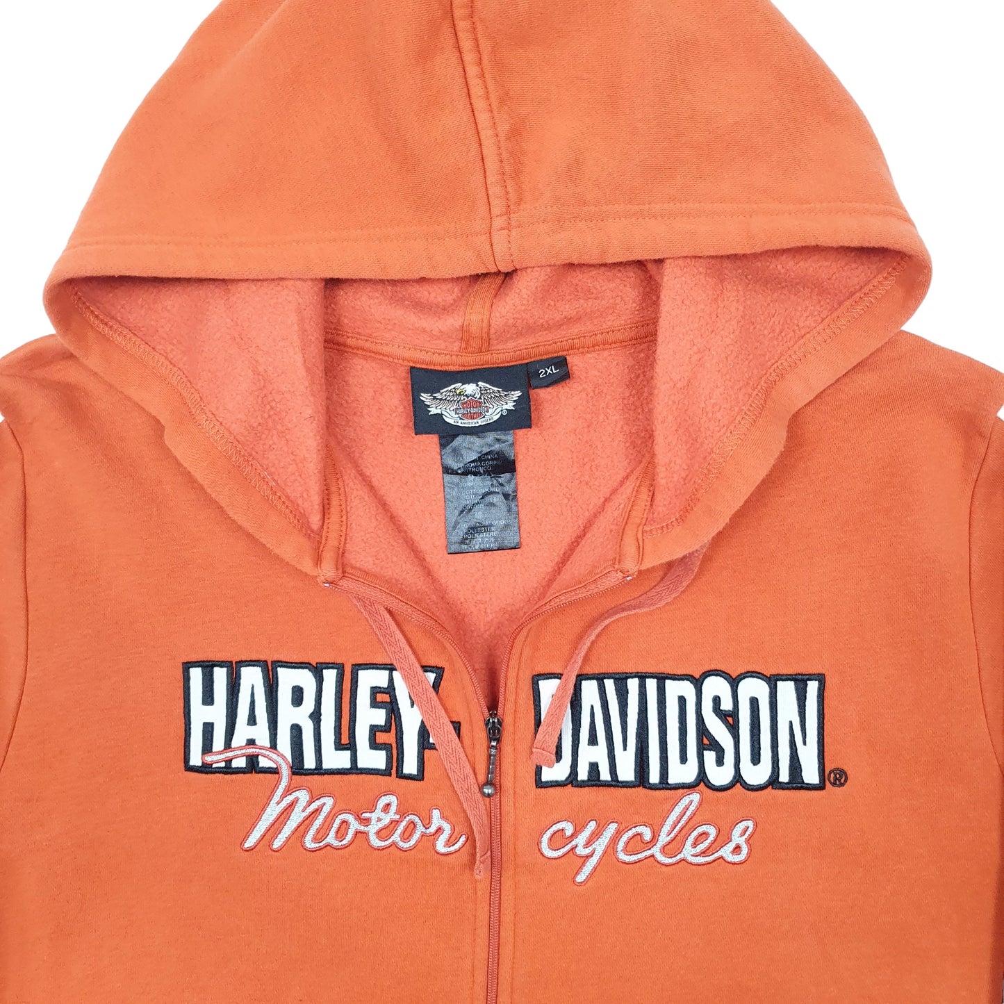 Womens Orange Harley Davidson Motorcycles Hoodie Full Zip Jumper