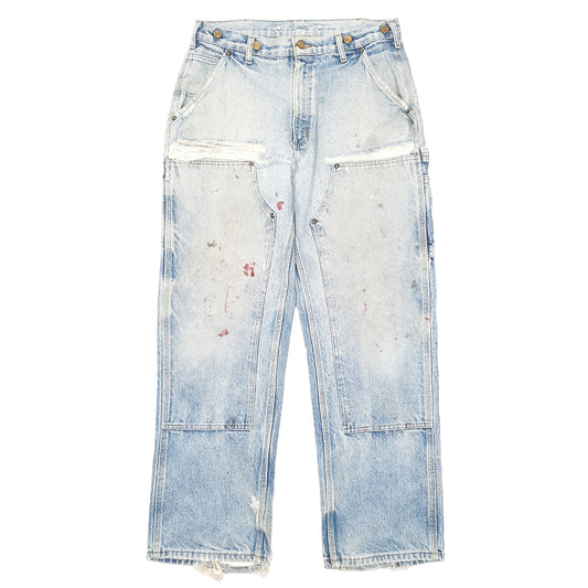 Mens Blue Carhartt Double Knee Riveted Carpenter JeansW32 L30