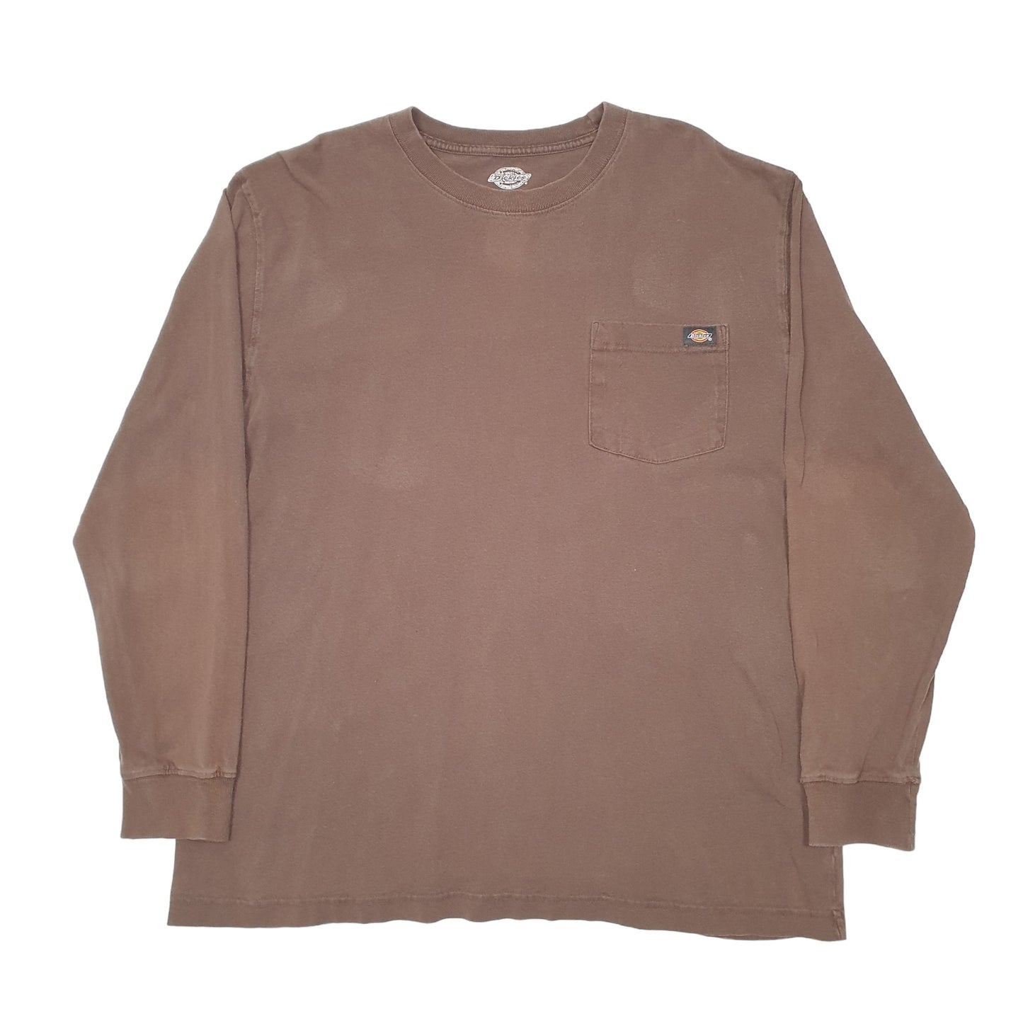 Mens Brown Dickies Pocket Workwear Long Sleeve T Shirt
