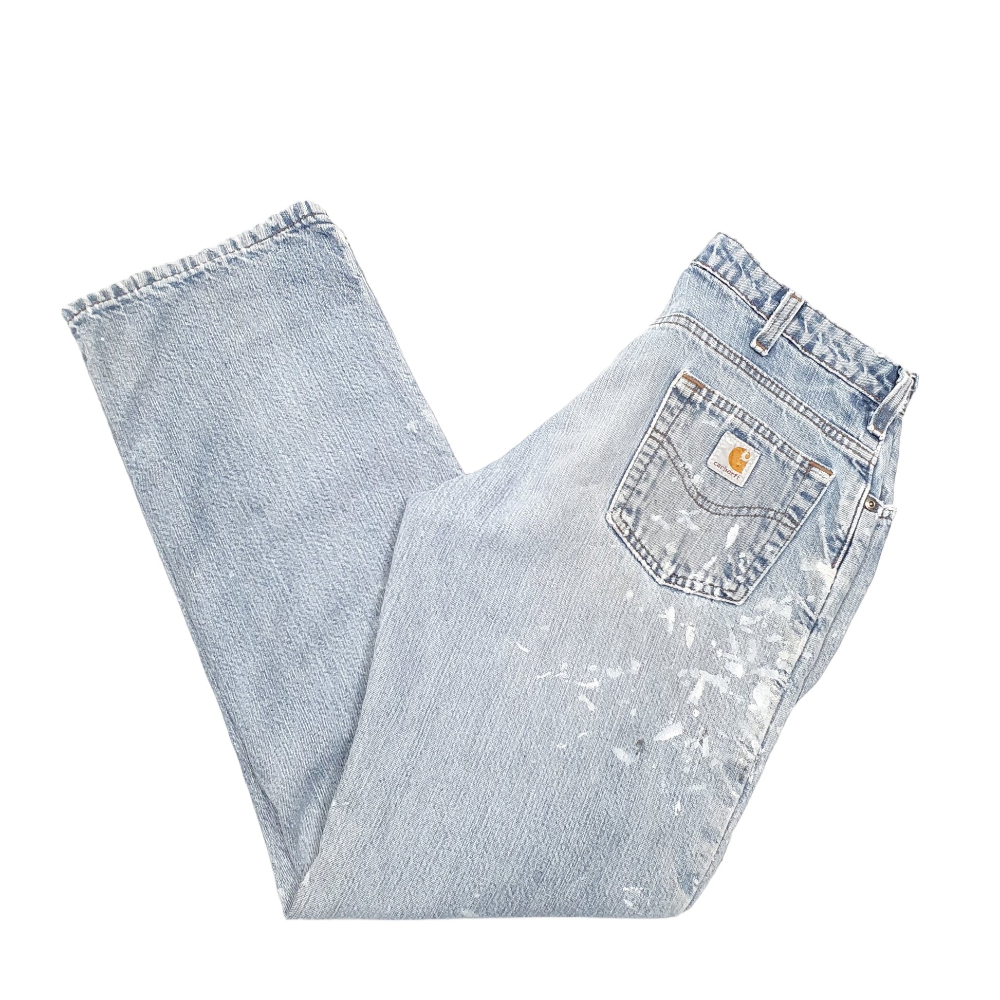 Mens Blue Carhartt Cotton Lined Insulated Casual JeansW30 L31