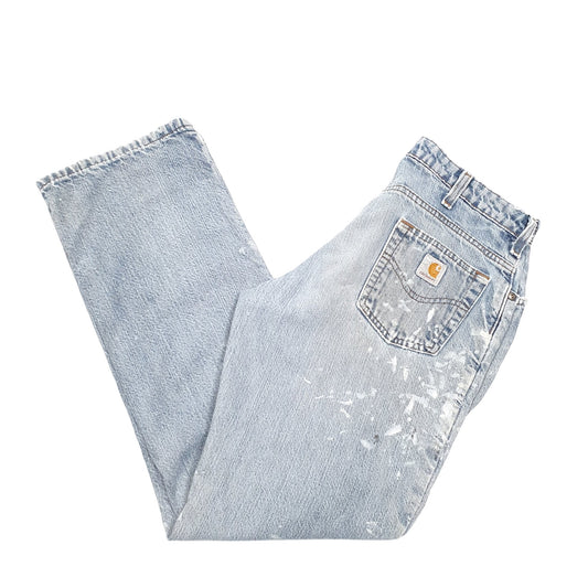 Mens Blue Carhartt Cotton Lined Insulated Casual JeansW30 L31