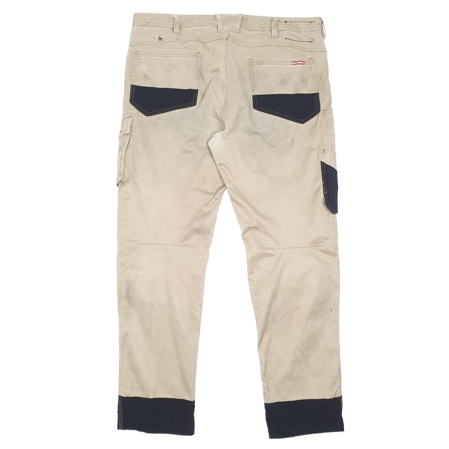 Mens Beige Hard Yakka Double Knee Utility Cargo Trousers