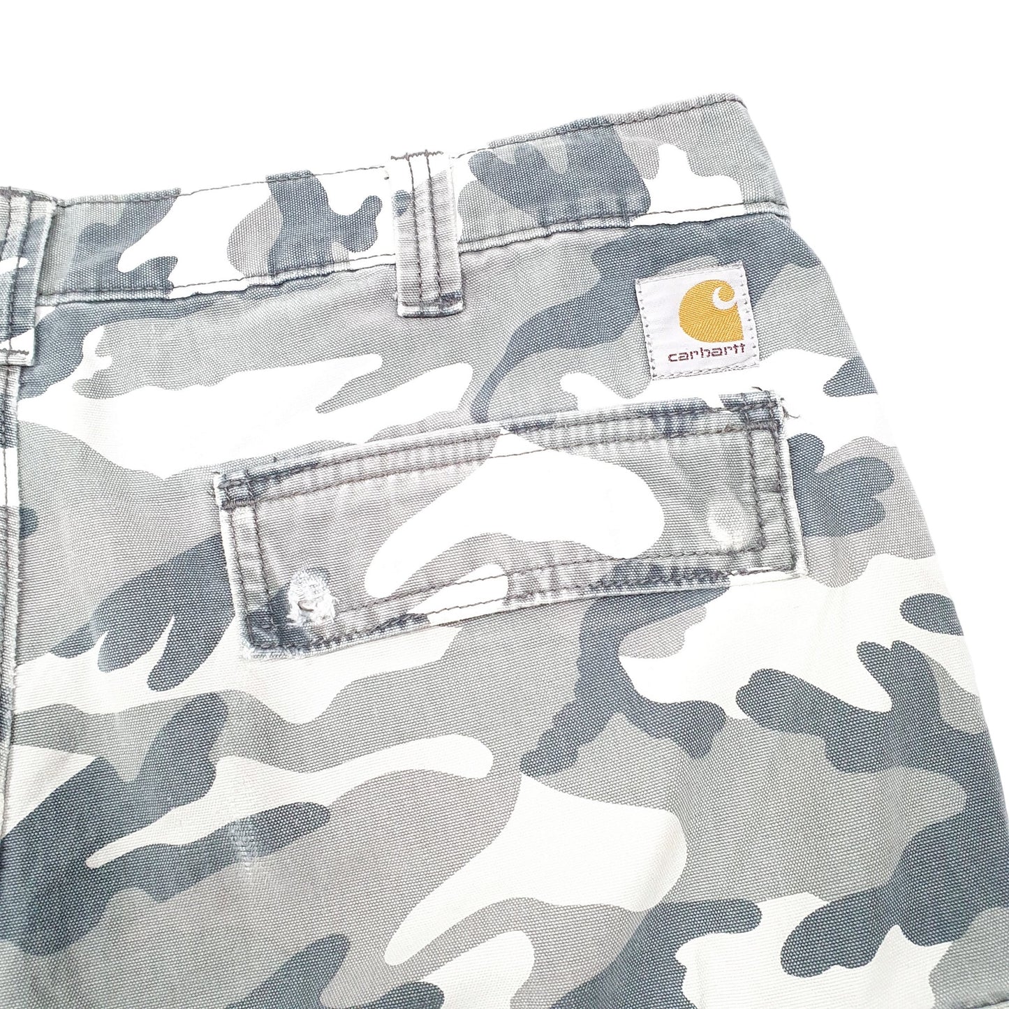 Mens Grey Carhartt Combat Camouflage Relaxed Cargo Shorts