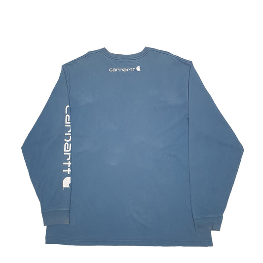 Mens Blue Carhartt  Long Sleeve T Shirt