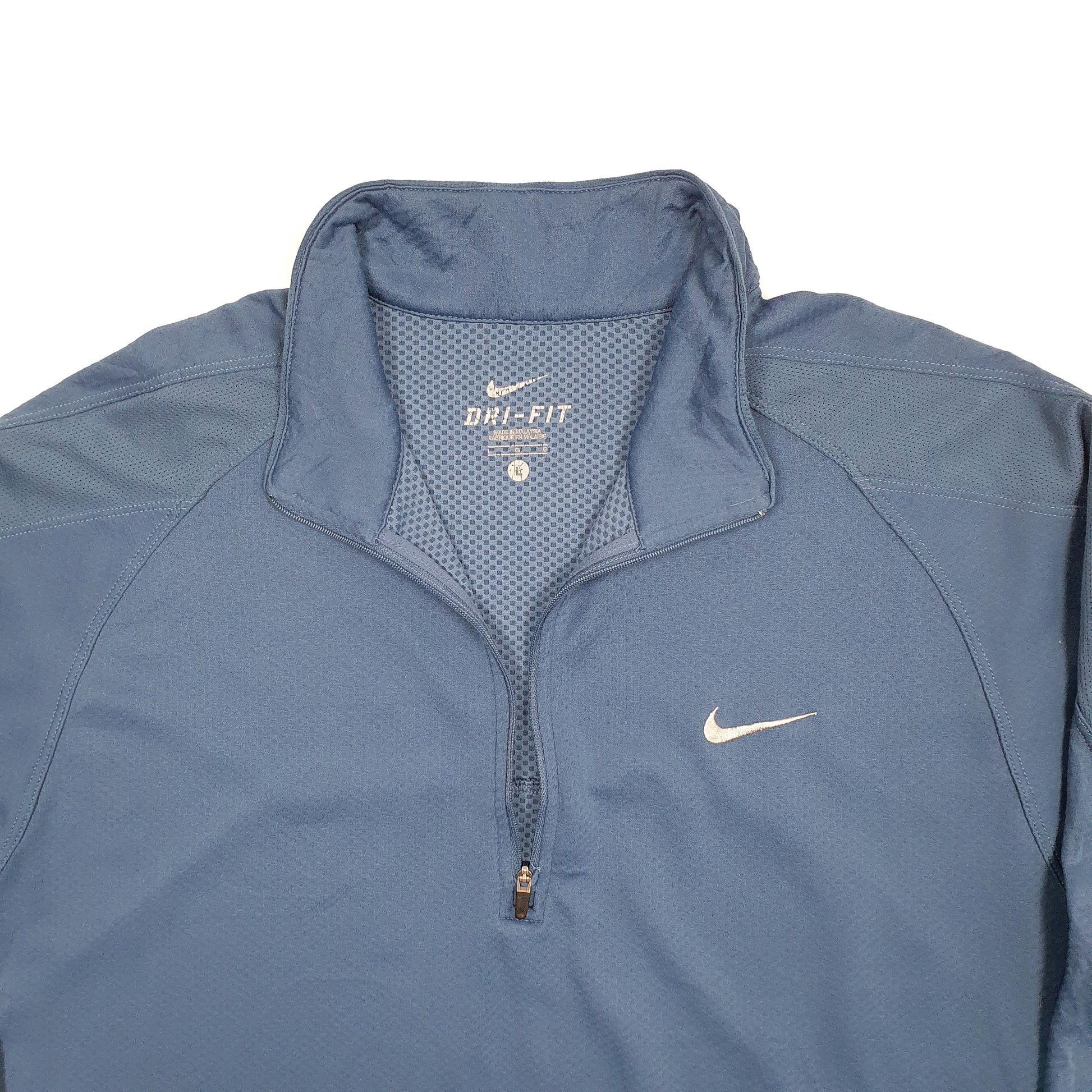 Mens Blue Nike Dri Fit Running Active Quarter Zip Jumper