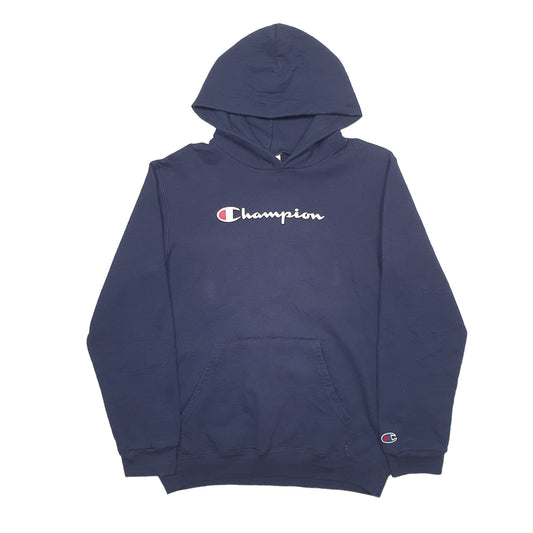 Womens Navy Champion Spellout Hoodie Jumper