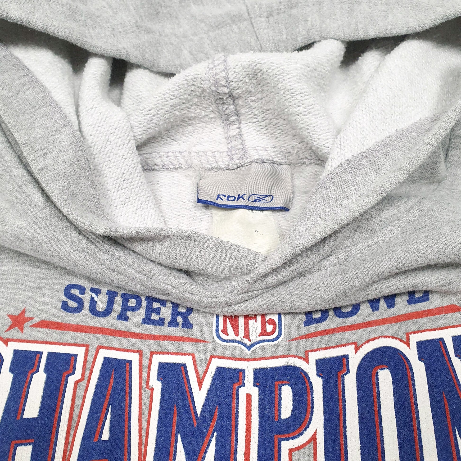 Womens Grey Reebok NY New York Giants Superbowl Champions Hoodie Jumper