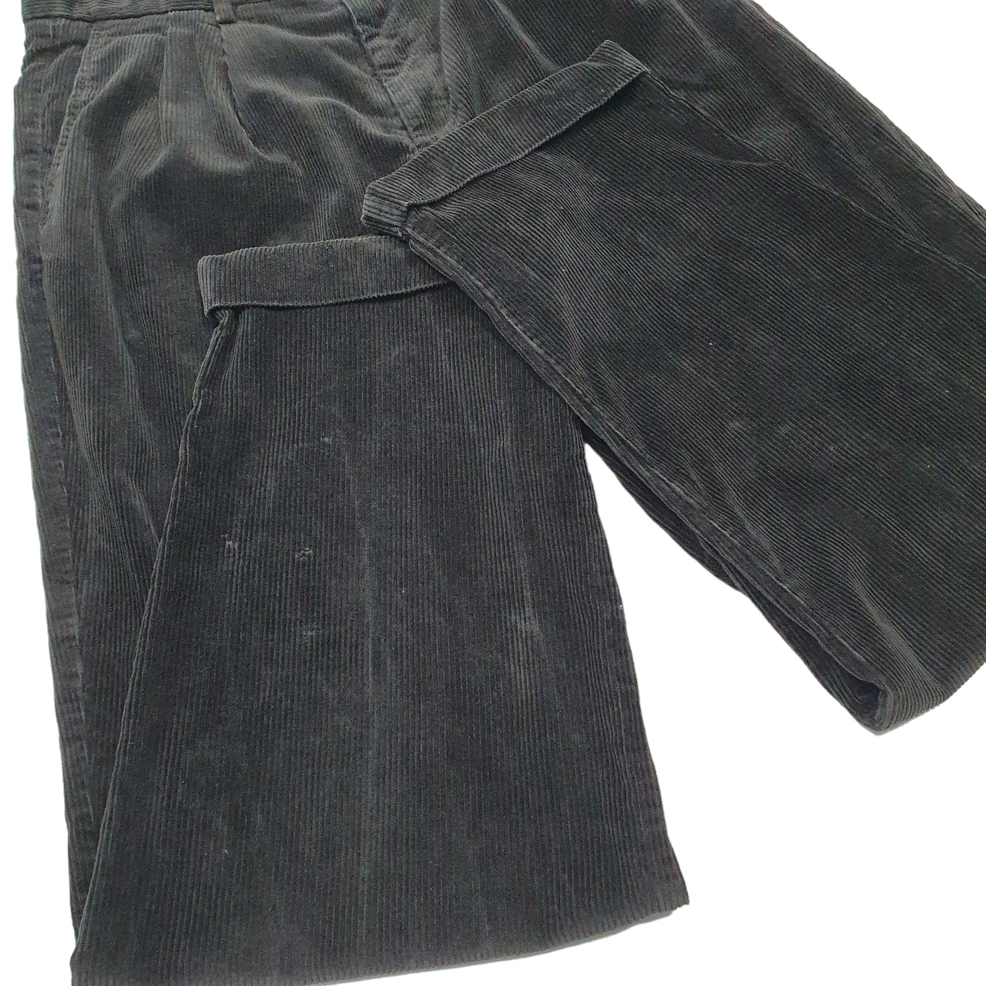 Mens Black Dockers Double Pleated Corduroy Trousers