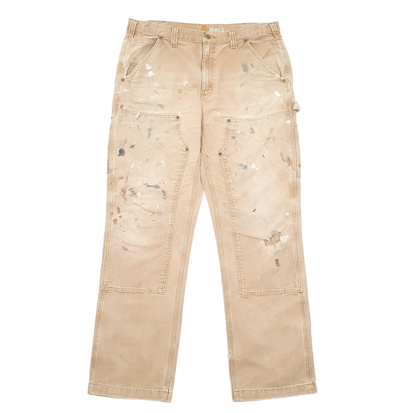Mens Tan Carhartt B06 Relaxed Double Knee Carpenter Trousers