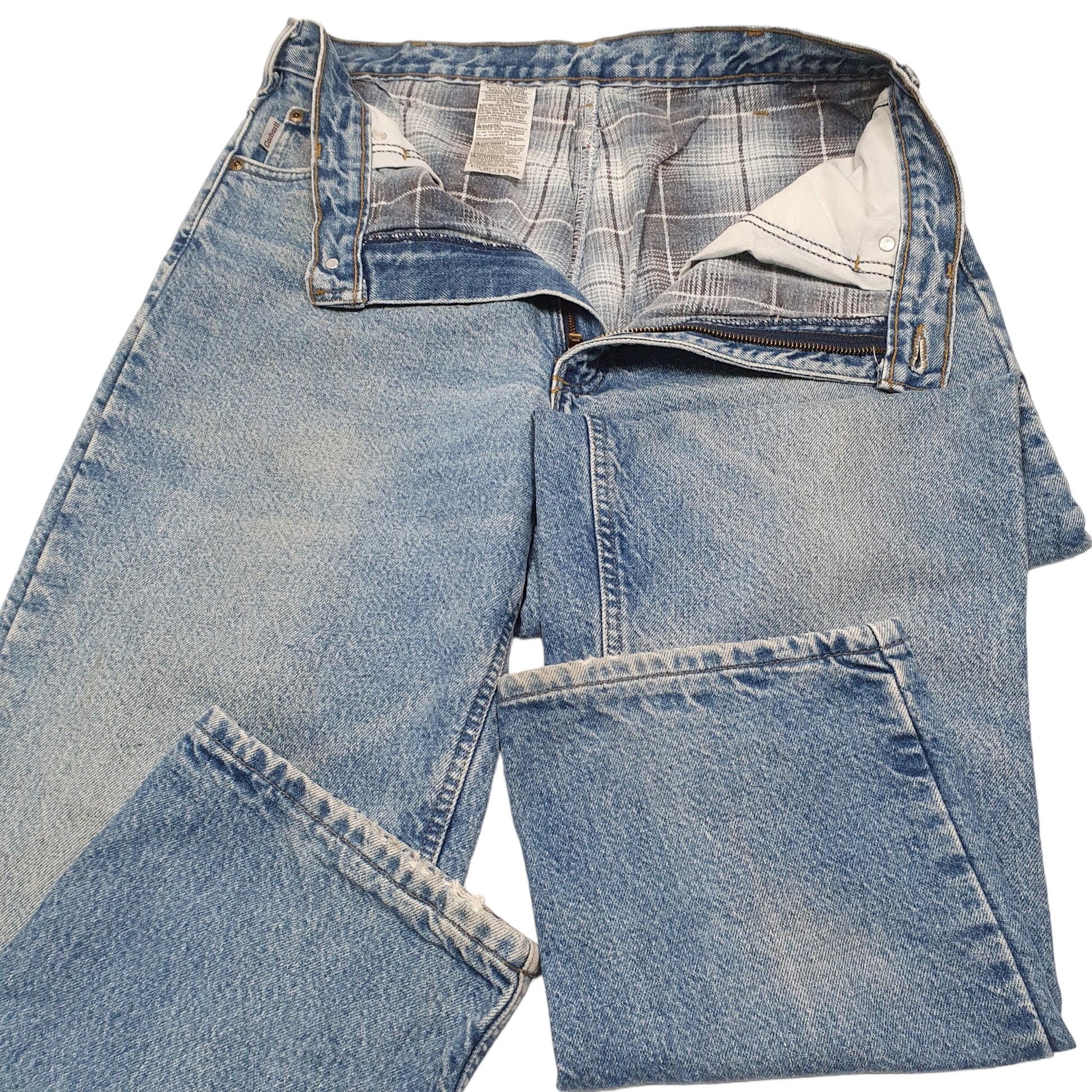 Mens Blue Carhartt Relaxed Cotton Lined Insulated B172 JeansW34 L32