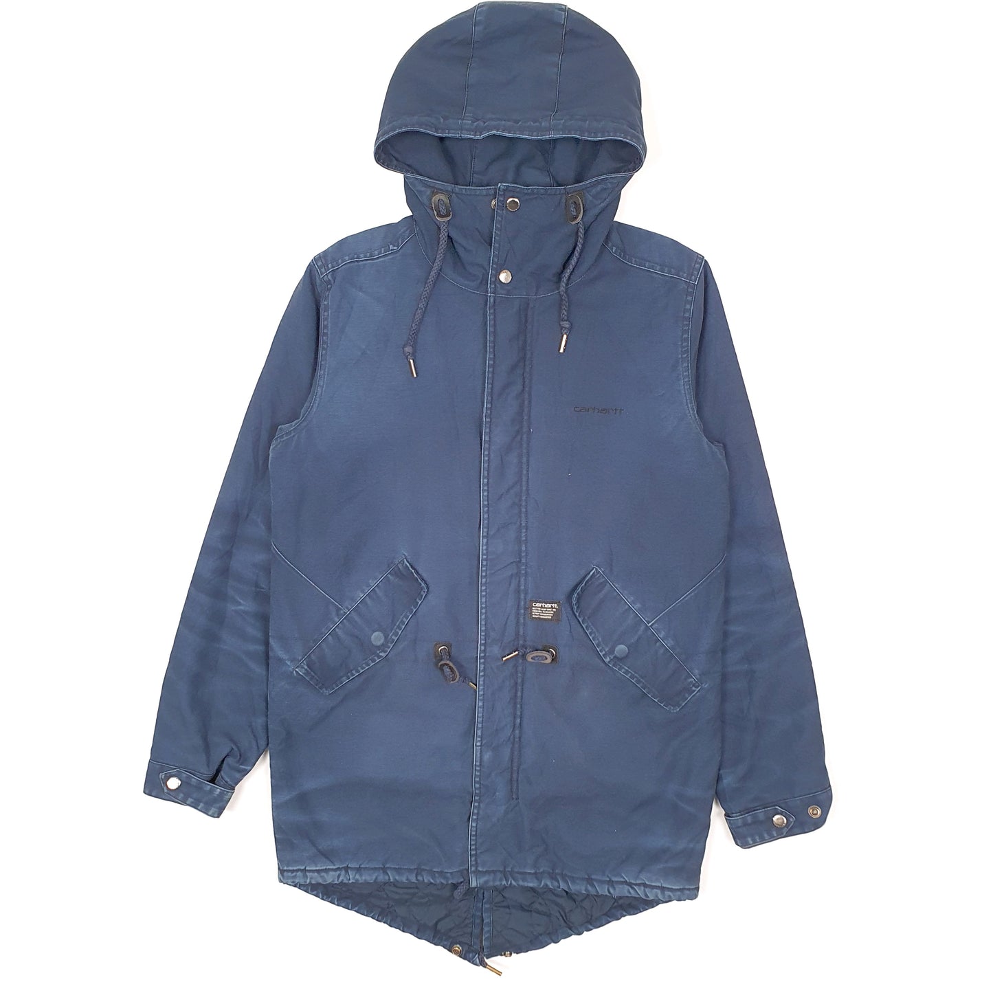 Mens Navy Carhartt Clash Fishtail Trench Full Zip Coat