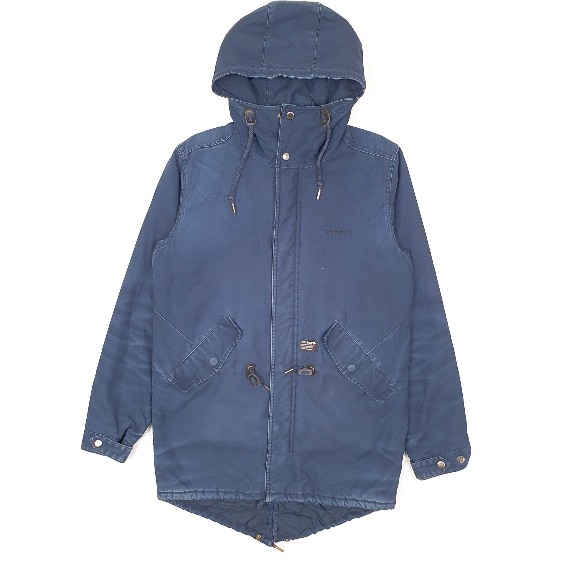 Mens Navy Carhartt Clash Fishtail Trench Full Zip Coat