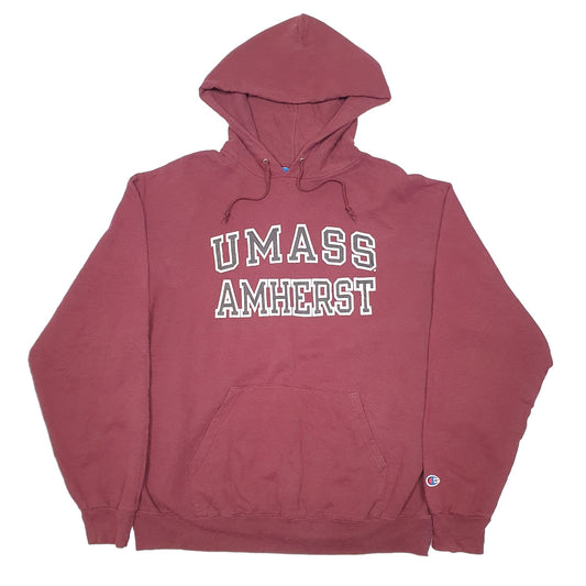 Mens Burgundy Champion UMASS Amherst USA Hoodie Jumper