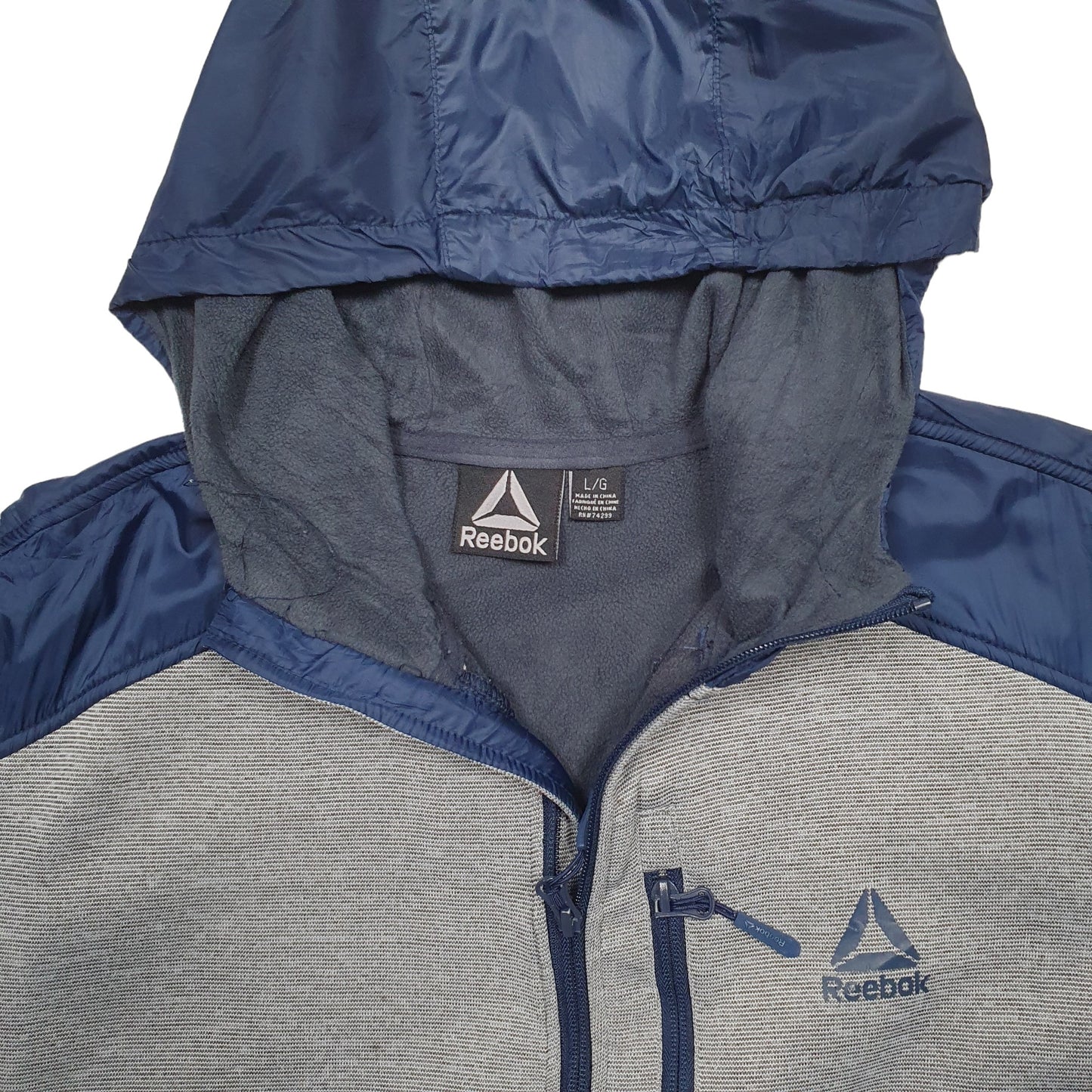 Mens Grey Reebok Active Running Sport 3M Hoodie Jumper