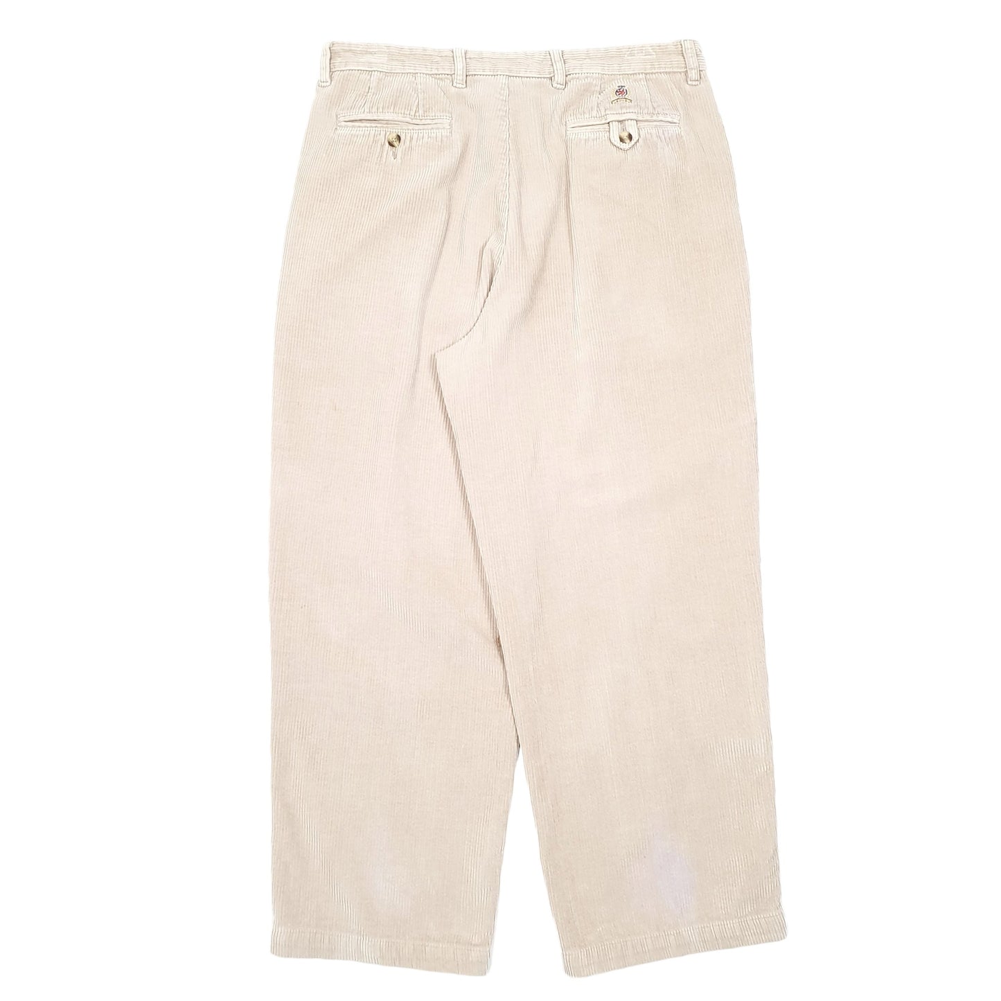 Mens Beige Tommy Hilfiger Double Pleated Corduroy Trousers
