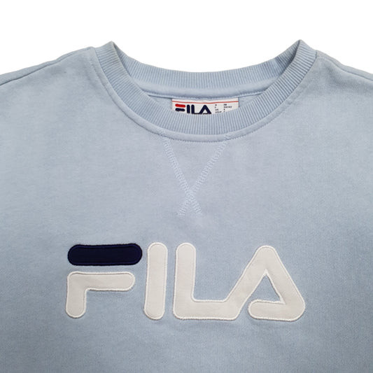 Womens Blue Fila Spellout Crewneck Jumper