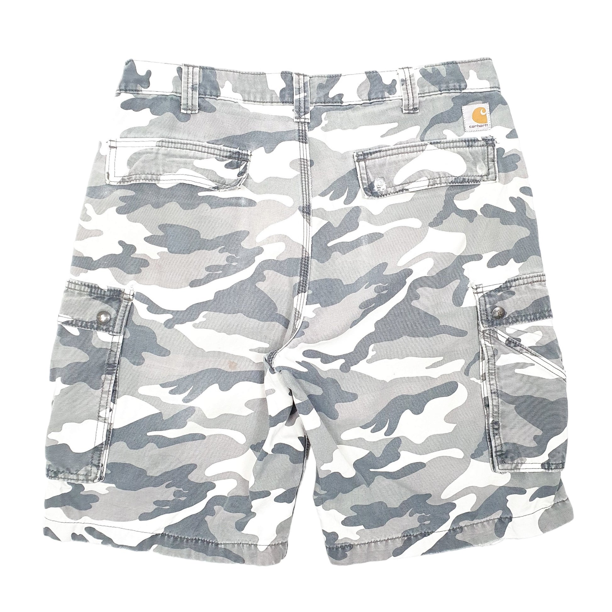 Mens Grey Carhartt Combat Camouflage Relaxed Cargo Shorts