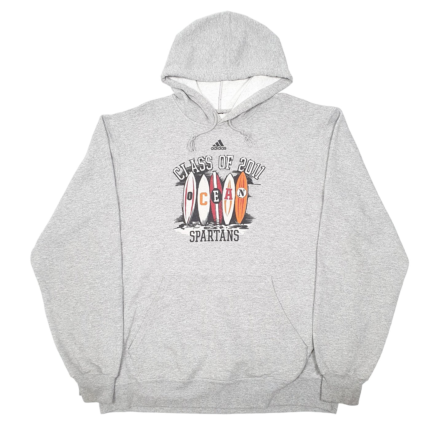Mens Grey Adidas Ocean Spartans 2011 Surf Hoodie Jumper