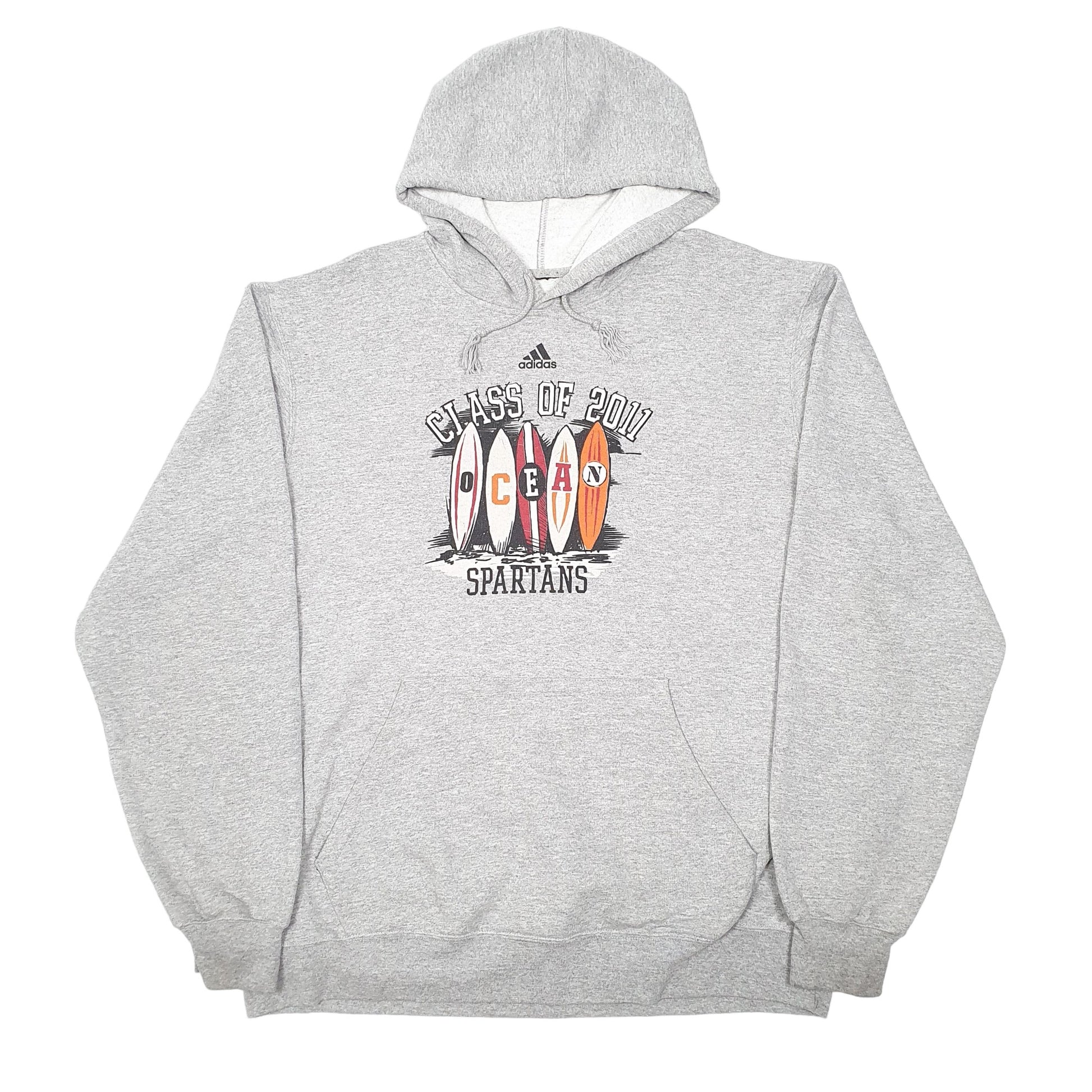 Mens Grey Adidas Ocean Spartans 2011 Surf Hoodie Jumper