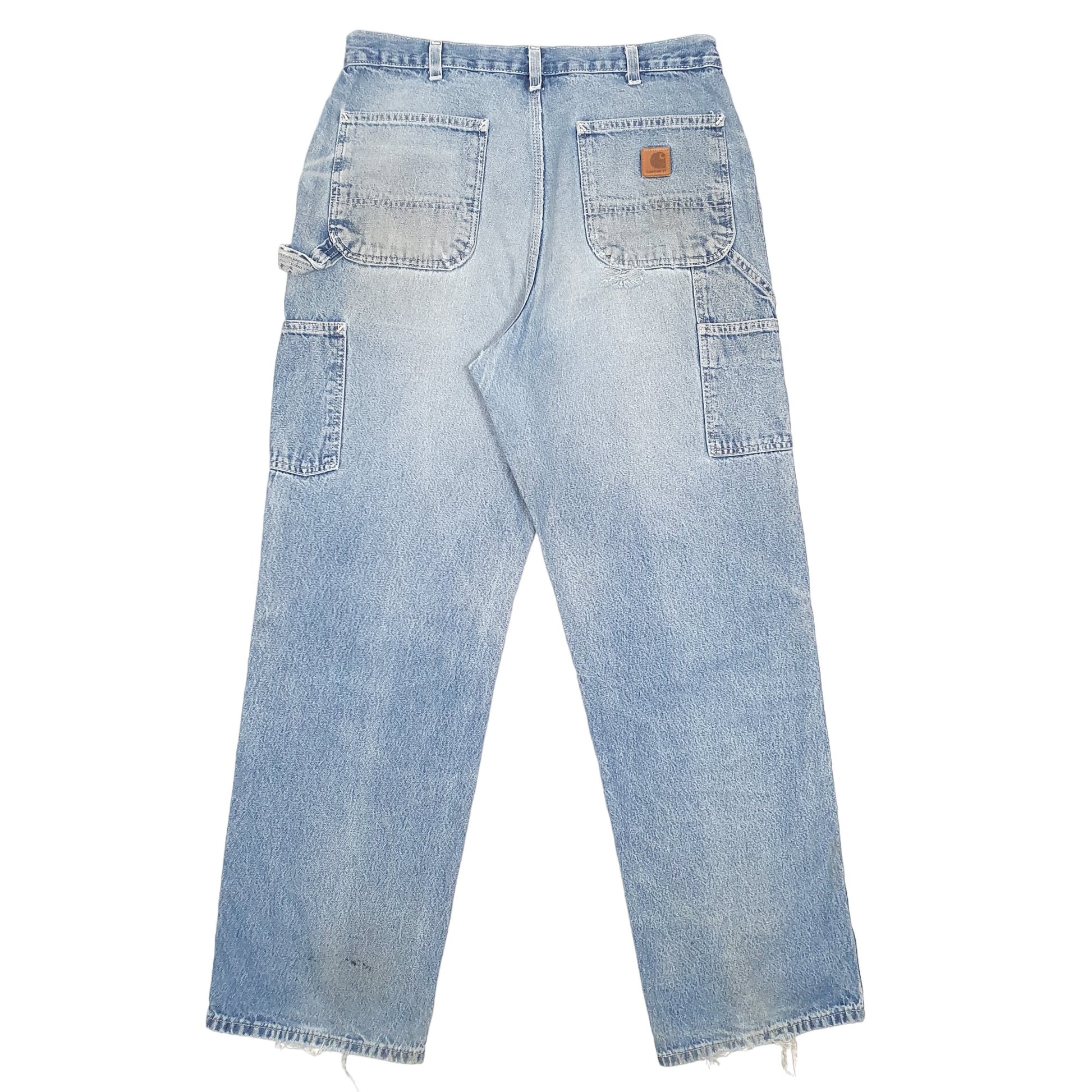 Mens Blue Carhartt Carpenter Dungaree Fit B13 JeansW35 L32