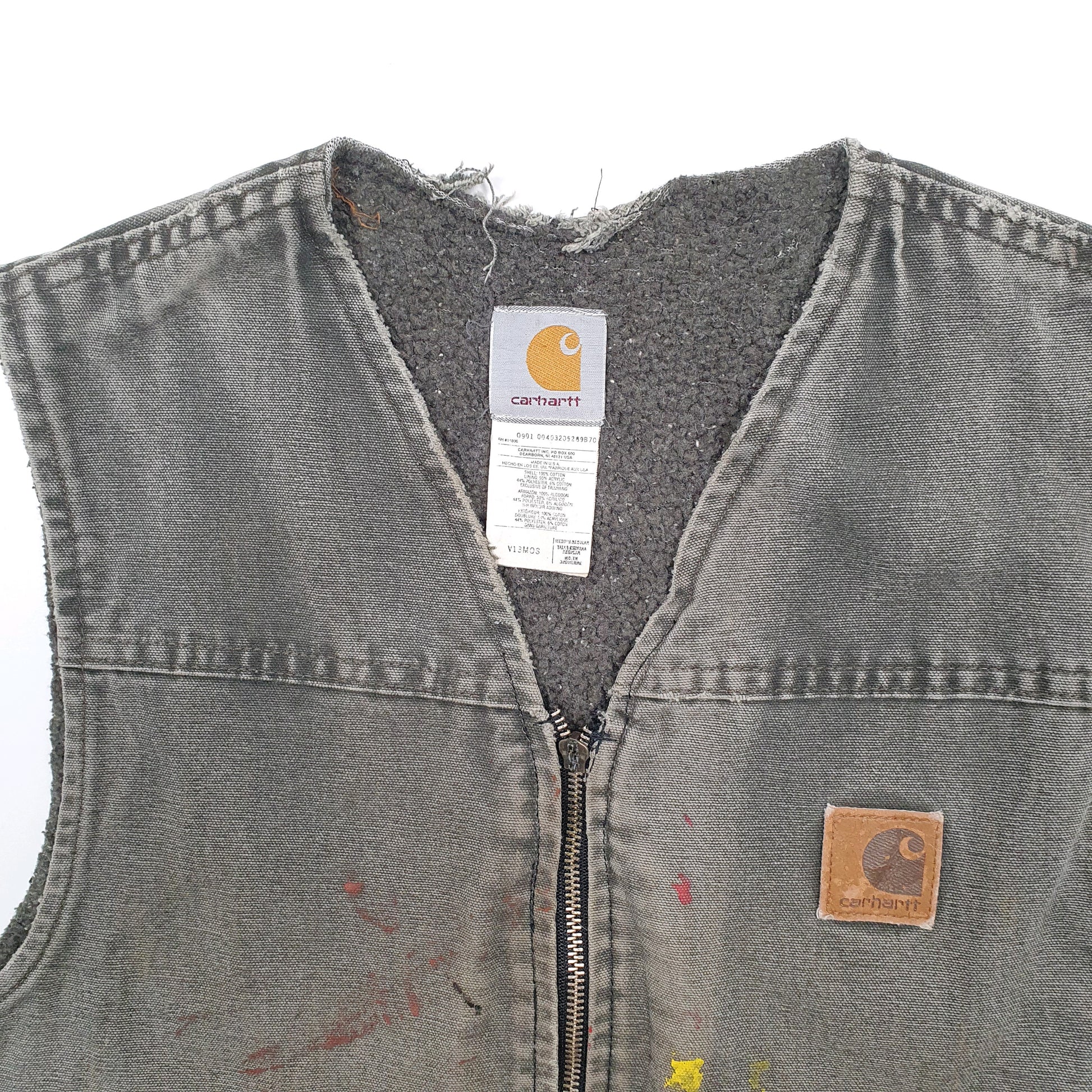 Mens Grey Carhartt V13MOS Vintage 2001 Union Made in USA Sherpa Vest Gilet  Coat
