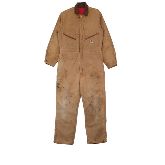 Mens Brown Carhartt 996Q Vintage 1980s 1981/82 Coverall Overall  Coat