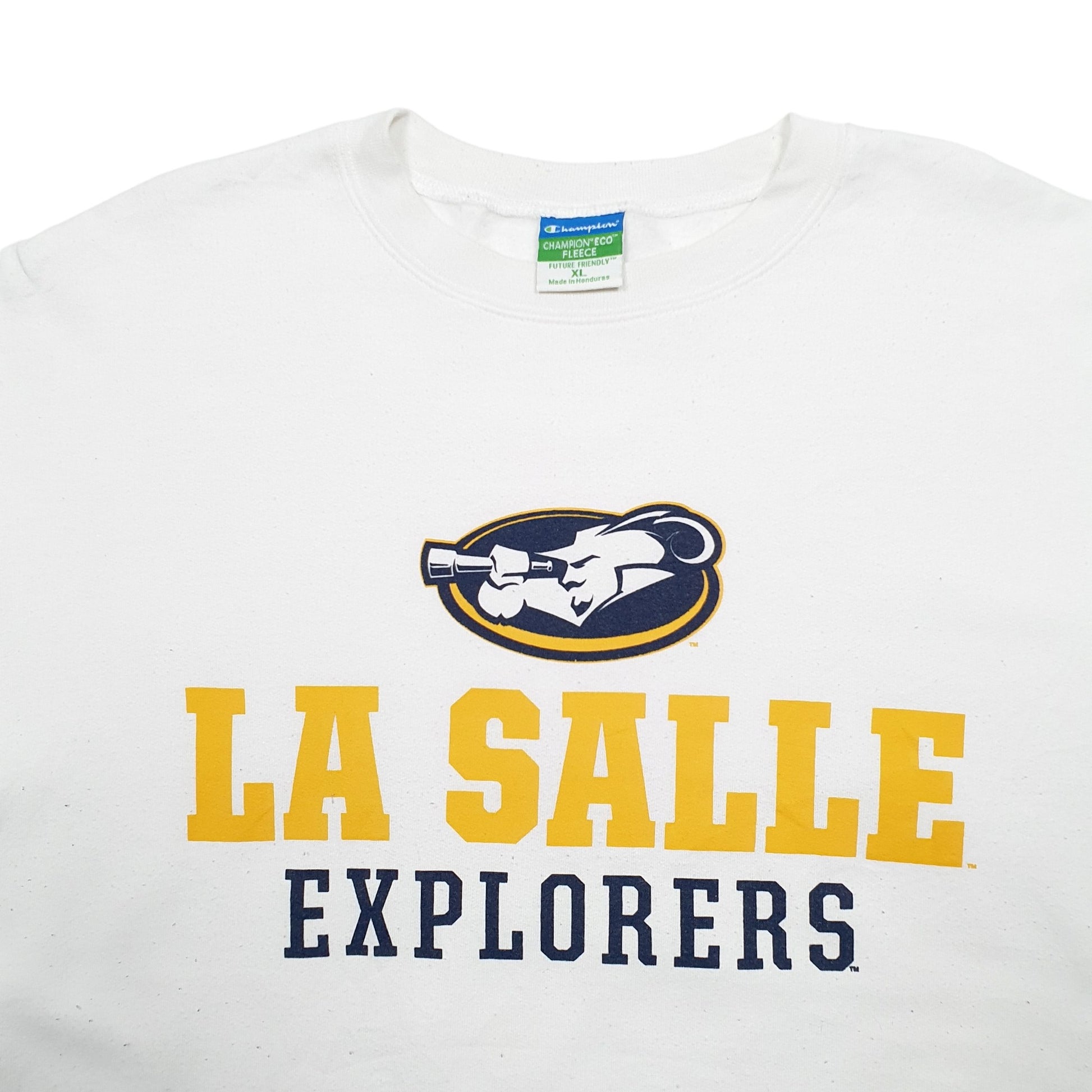 Mens White Champion La Salle Explorers USA College Crewneck Jumper