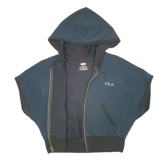 Womens Navy Fila Hoodie Sport Sleeveless Workout Gym Full Zip Jumper