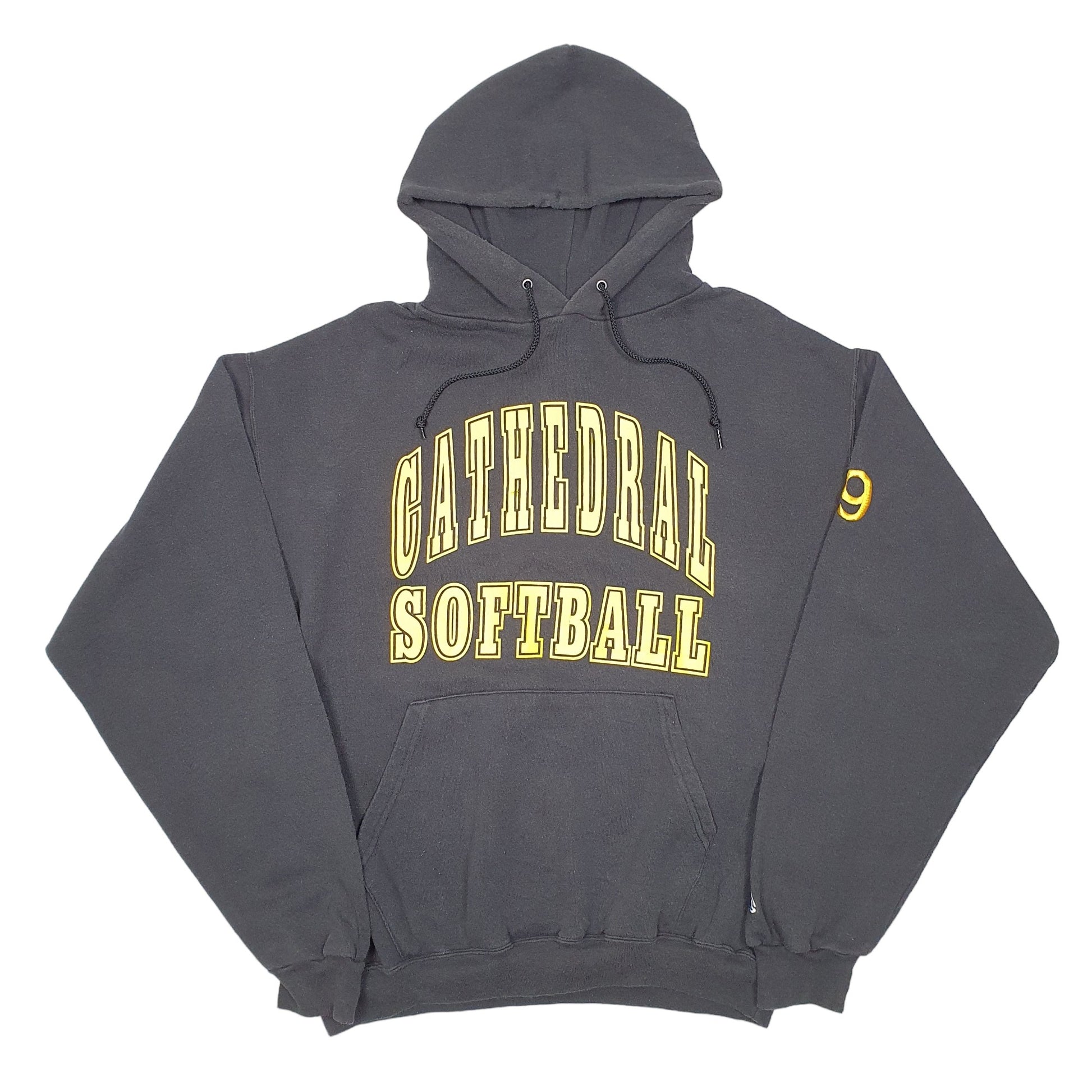 Mens Black Champion Cathedral Softball USA Hoodie Jumper