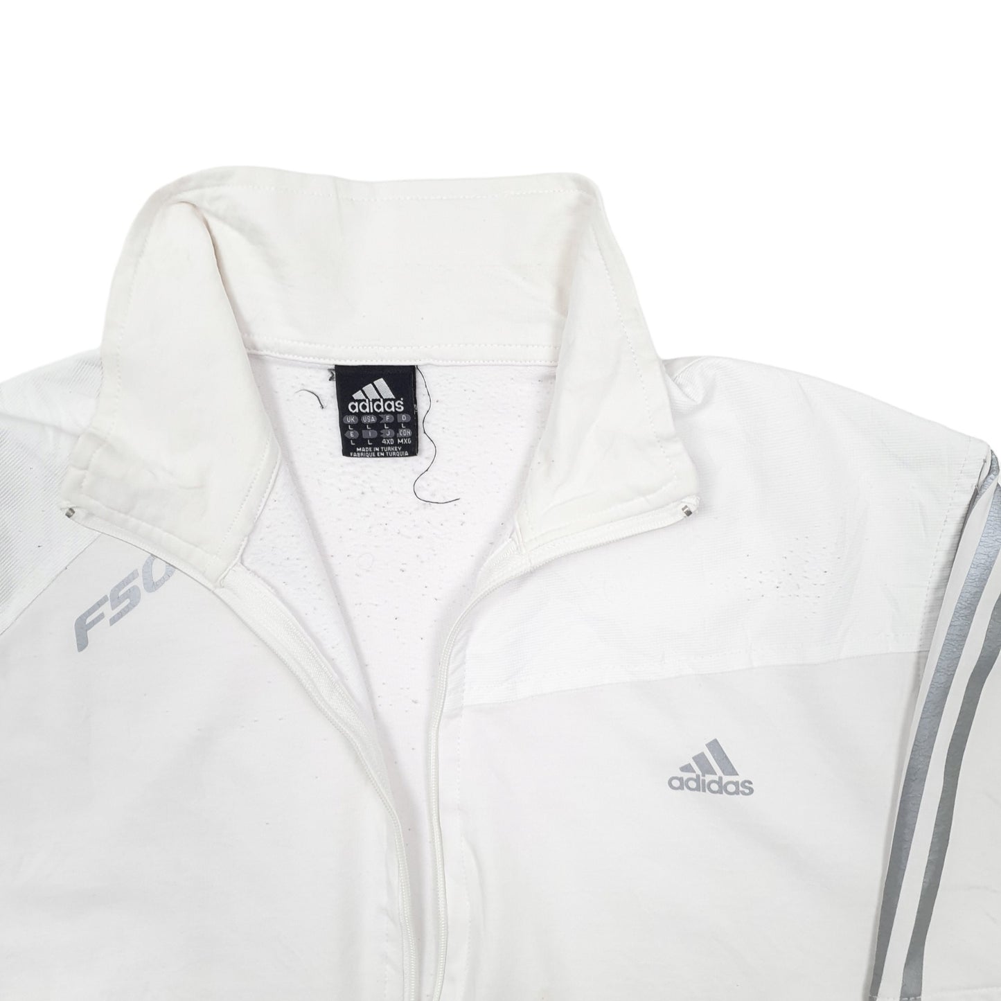 Mens White Adidas  Full Zip Jumper