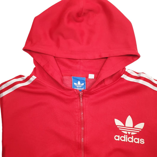 Womens Red Adidas Vintage 90's Full Zip Jumper