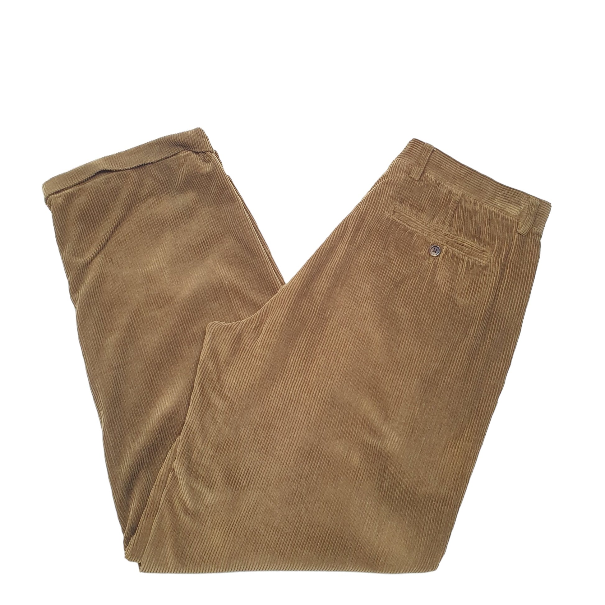 Mens Brown Nautica Double Pleated Rigger Corduroy Trousers