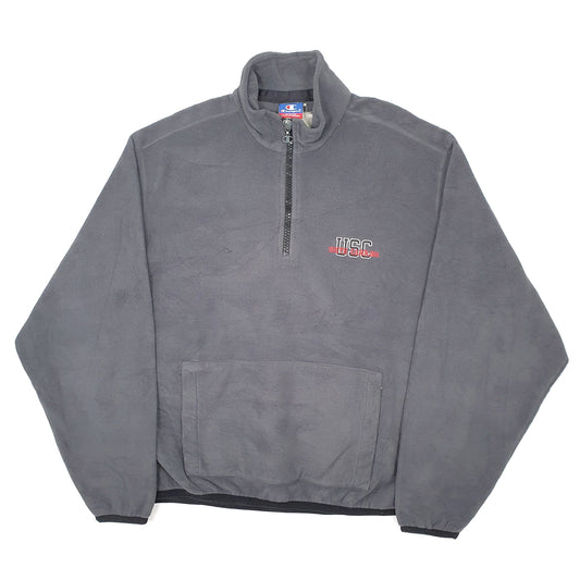 Mens Grey Champion USA College USC Quarter Zip Jumper
