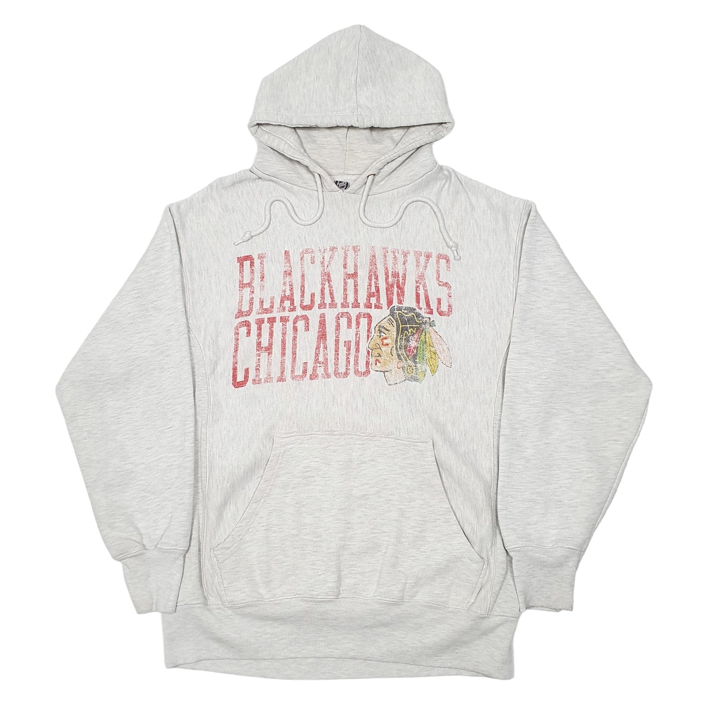 Mens Grey NHL Chicago Blackhawks Hockey Reverse Weave Hoodie Jumper