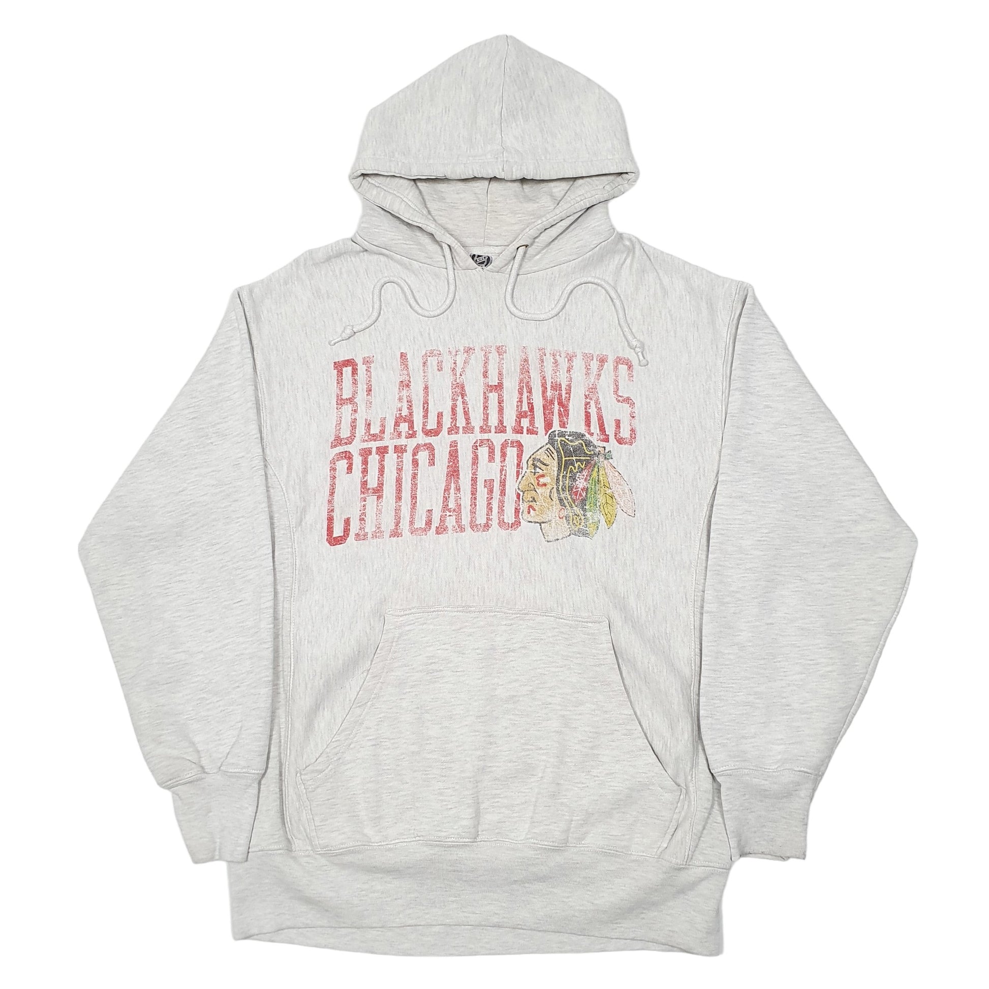 Mens Grey NHL Chicago Blackhawks Hockey Reverse Weave Hoodie Jumper