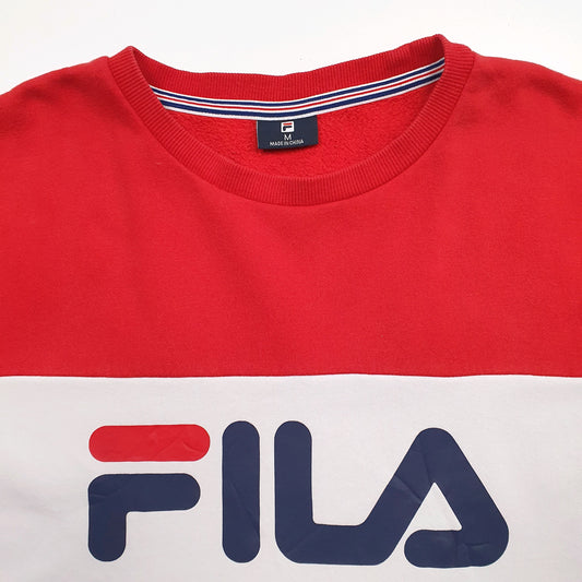 Mens Red Fila Spellout Crewneck Jumper
