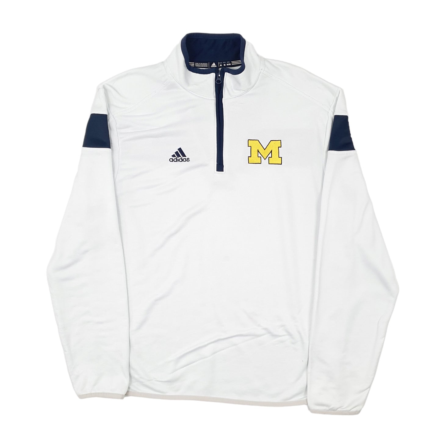 Mens White Adidas USA College Michigan Quarter Zip Jumper