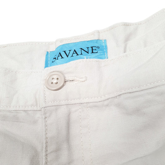 Mens Cream Savane Utility Safari Jungle Elasticated Cargo Shorts