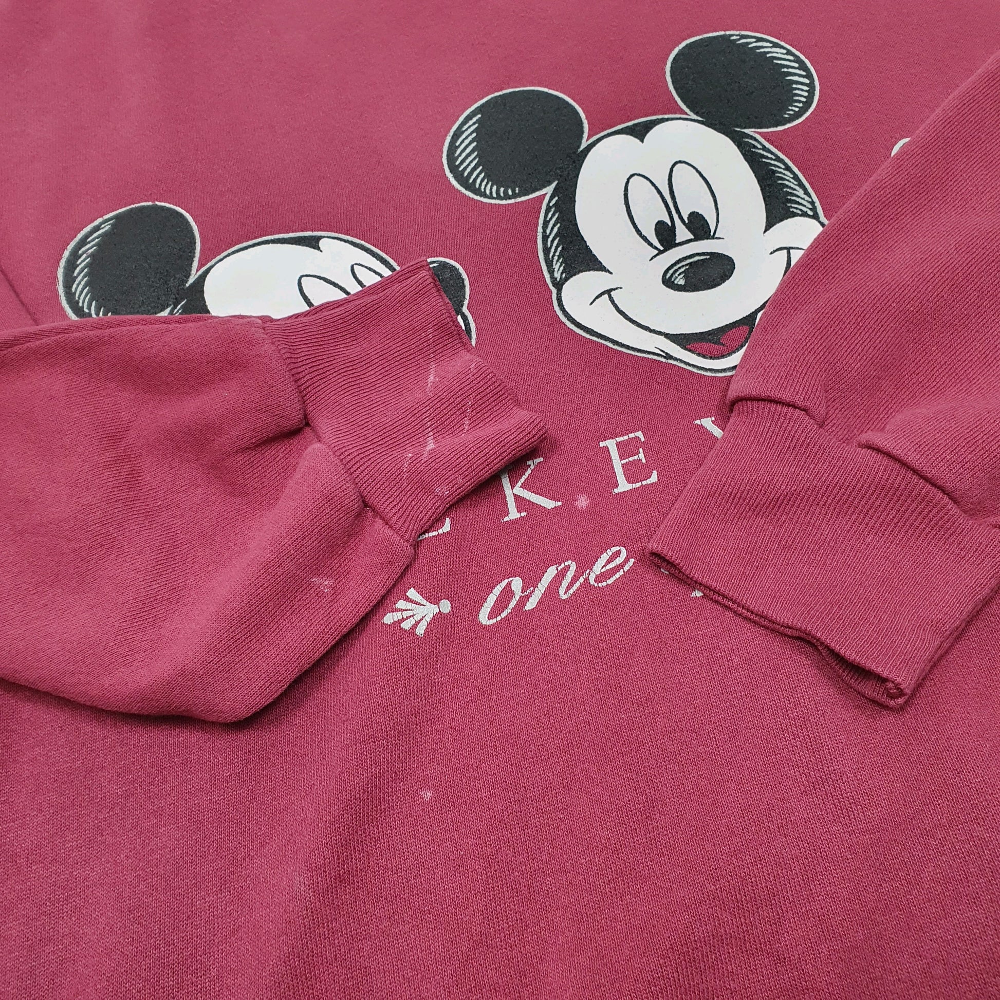 Mens Burgundy Disney Mickey Mouse Made In USA Vintage Crewneck Jumper