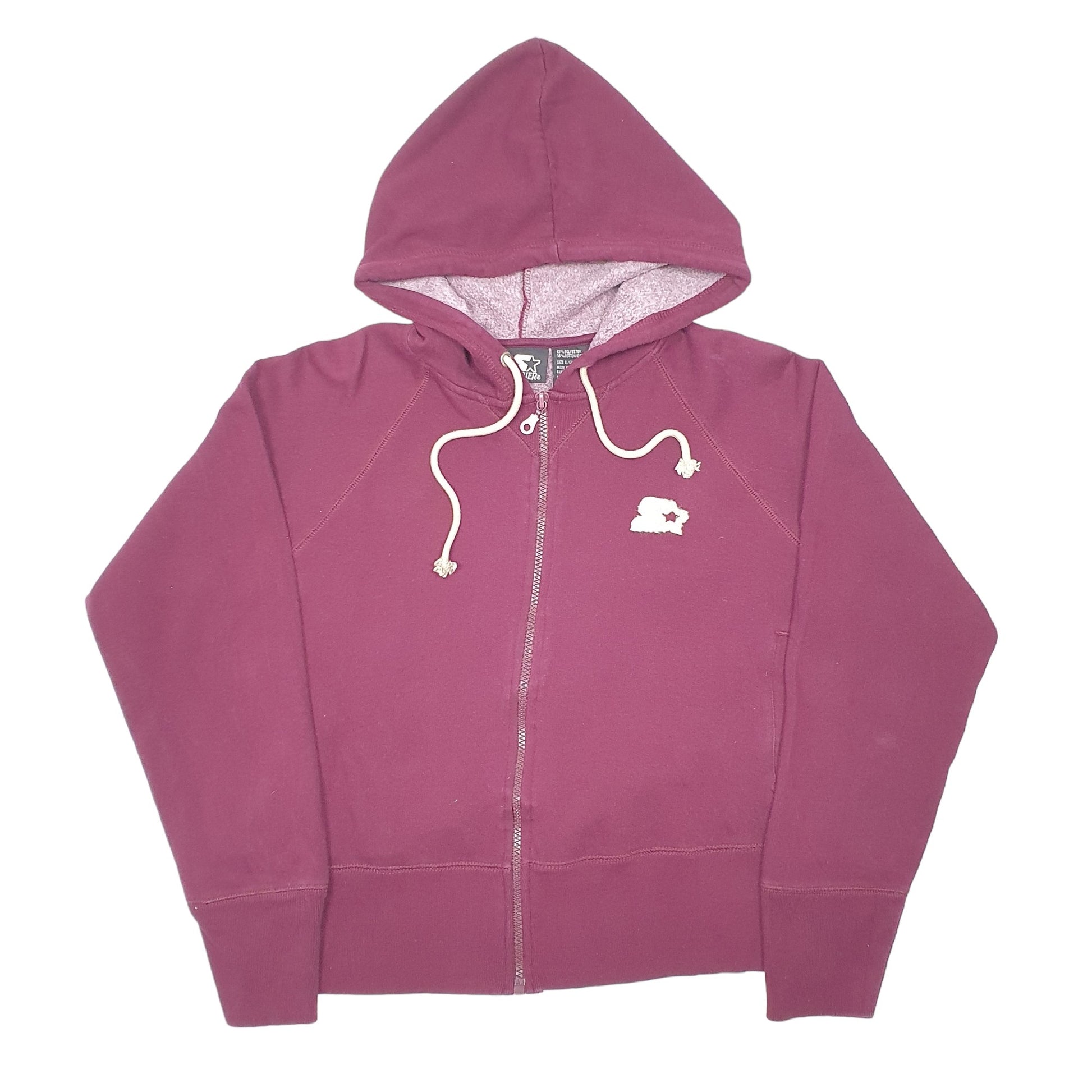 Womens Burgundy Starter Hoodie Full Zip Jumper