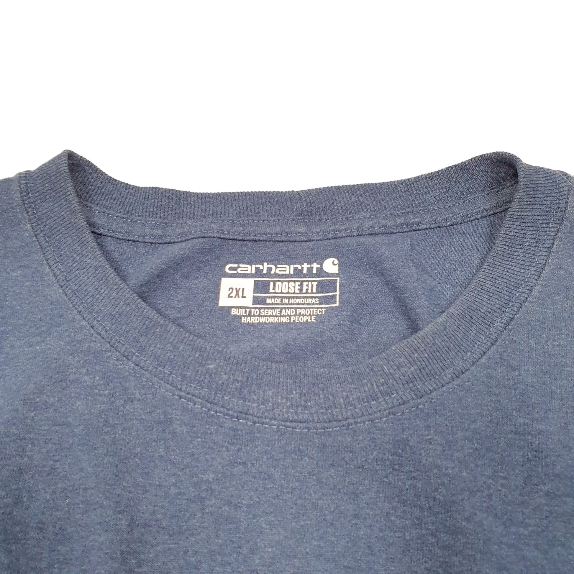 Mens Blue Carhartt Spellout Loose Fit Short Sleeve T Shirt