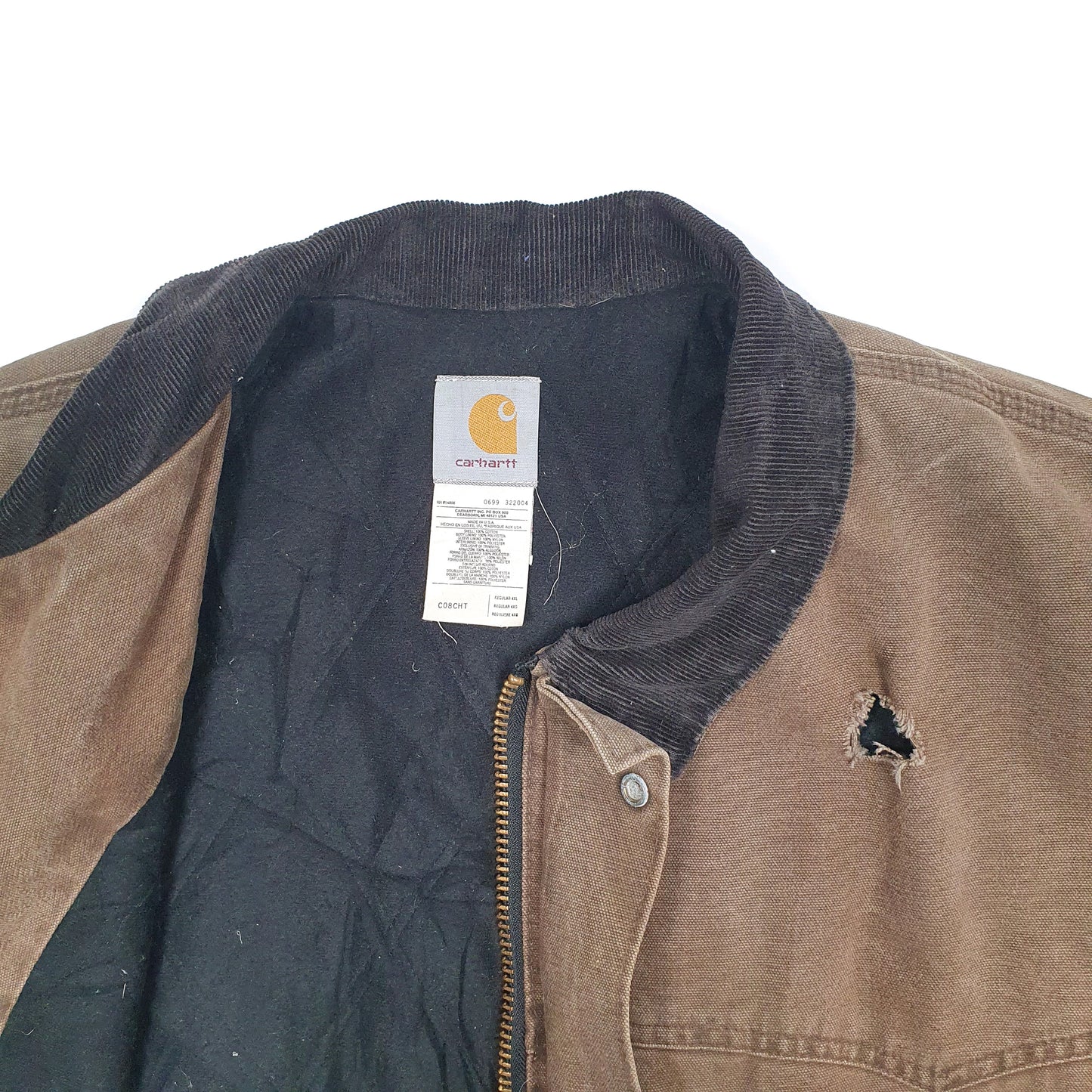 Mens Brown Carhartt C08 CHT Vintage 1999 Made in USA Chore Detroit  Coat