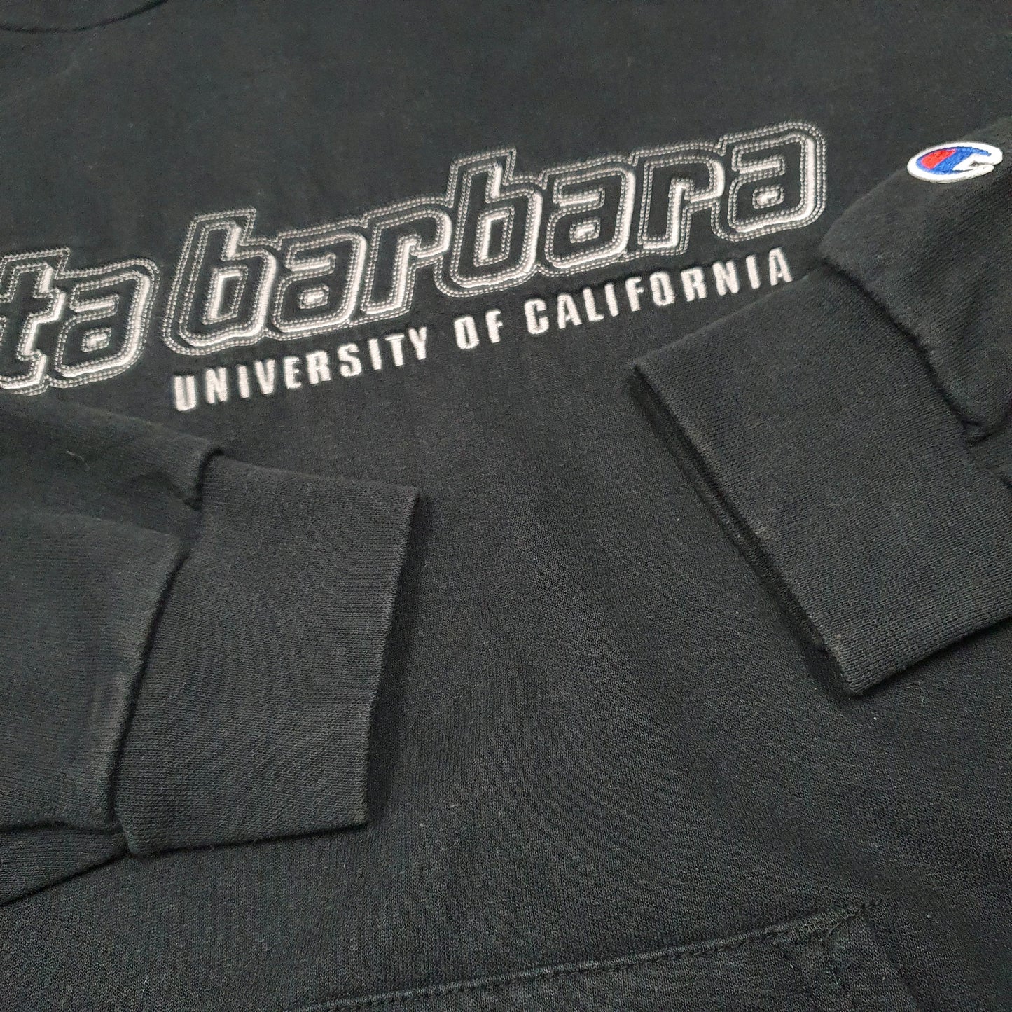 Mens Black Champion Santa Barbara University Of California Hoodie Jumper